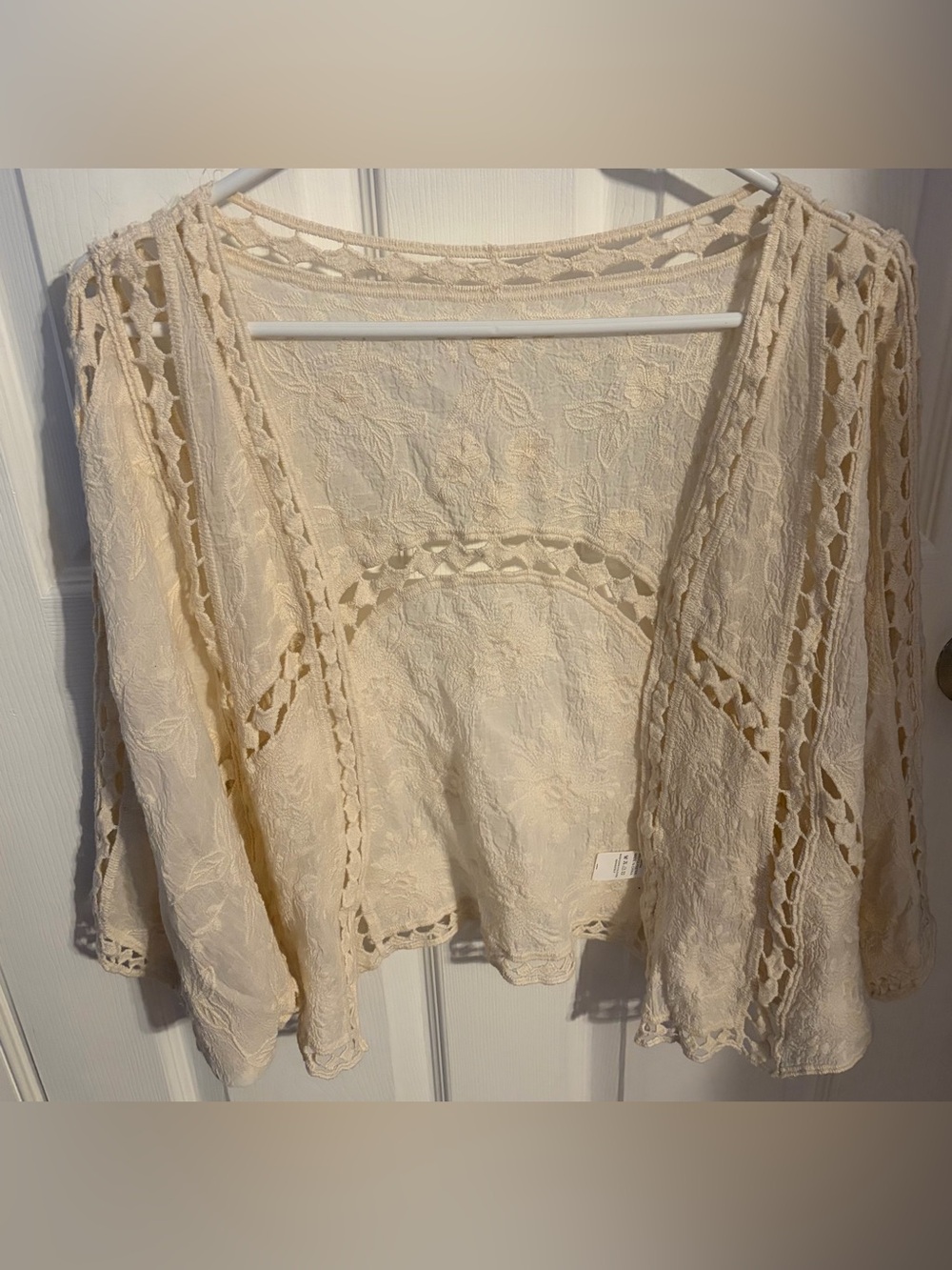 Crochet Shawl/Cardigan Off White One Size